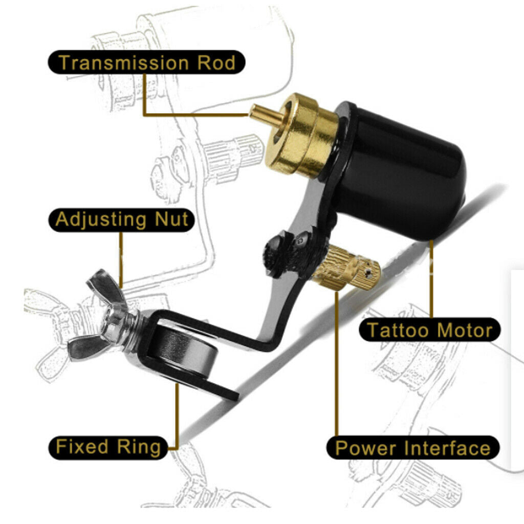 Beginner Rotary Tattoo Machine Motor Gun Needle Pigment Shader Completely Kits