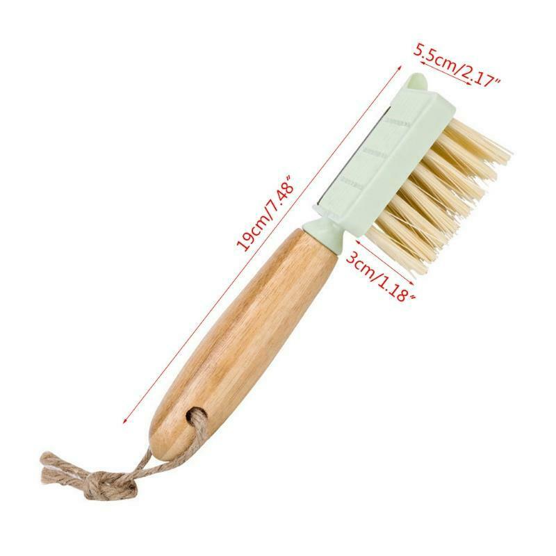 Multifunctional Fruit Vegetable Cleaning Brush Peeler Shredder Bamboo Wooden Han