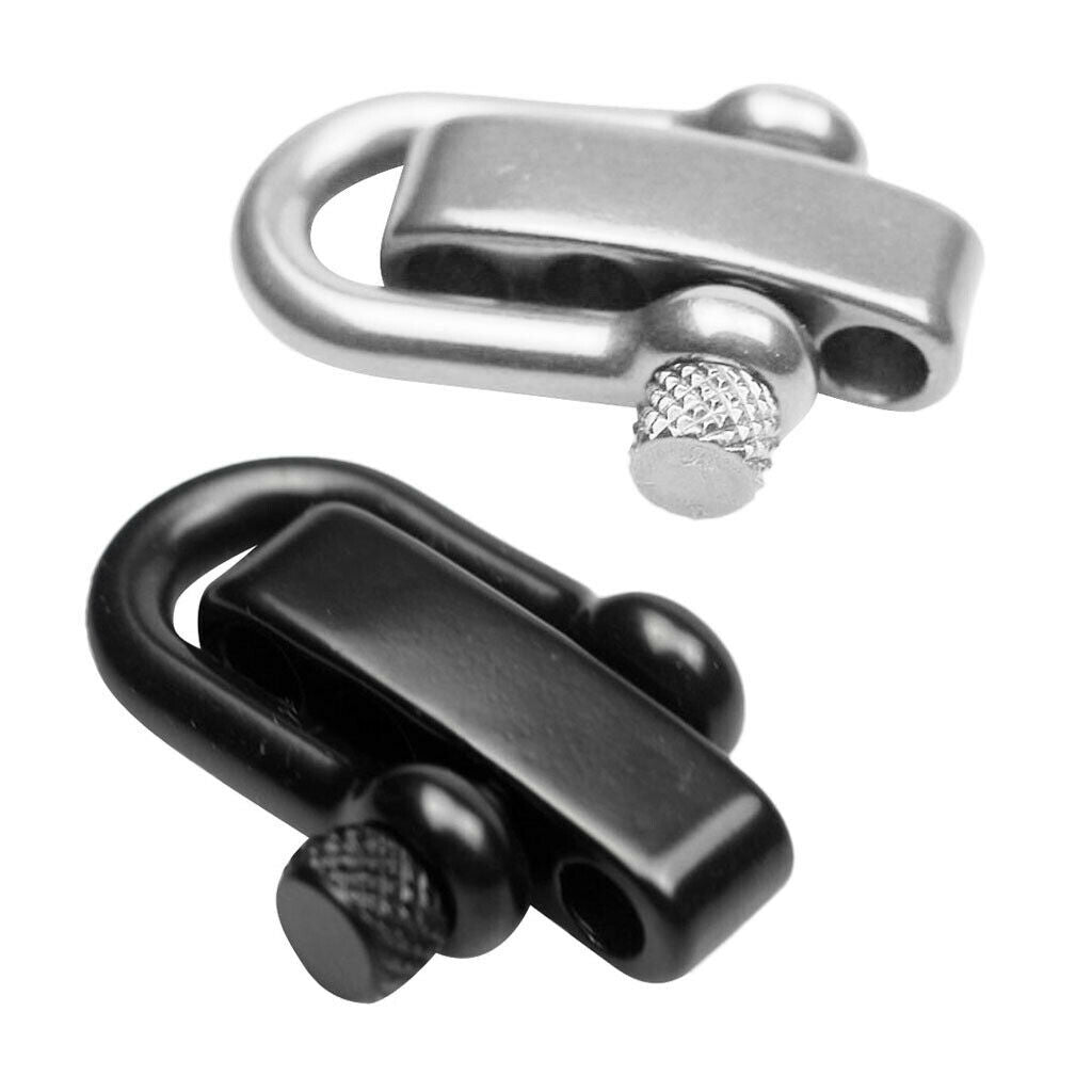 2 Pack U Flat Adjustable Shackle Buckle for Survival Paracord Bracelet,