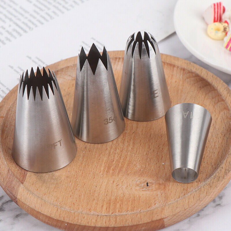 4Pcs Large Icing Piping Nozzles Russian Pastry Tips Baking Tool Cake Deco.l8