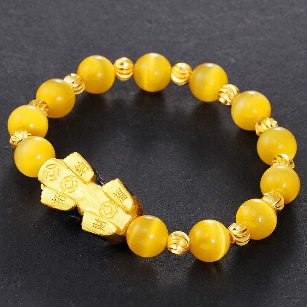 4pack Feng Shui Obsidian Bead Pixiu Pi Yao Charms Bracelet Good Luck Jewelry
