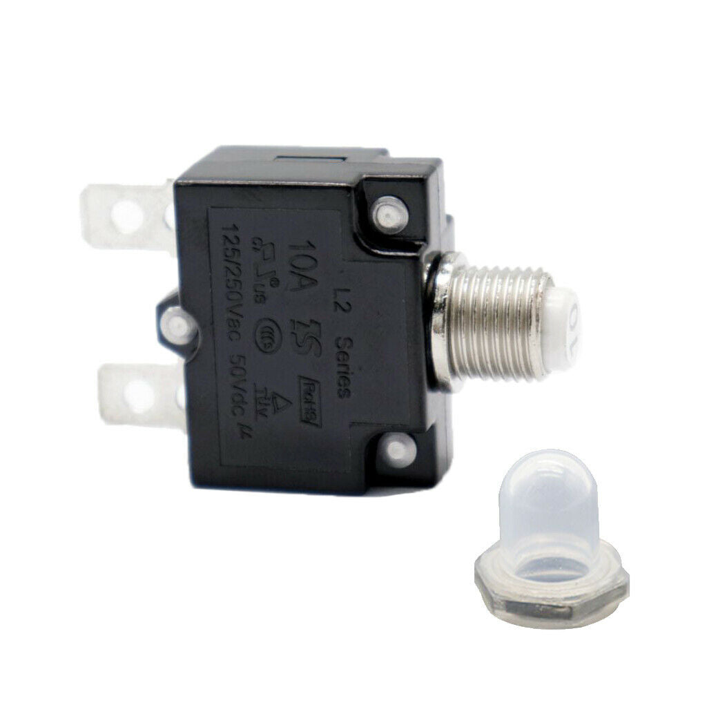 50V DC 10Amp Circuit Breaker Resettable Overload Protector Switch Fuse