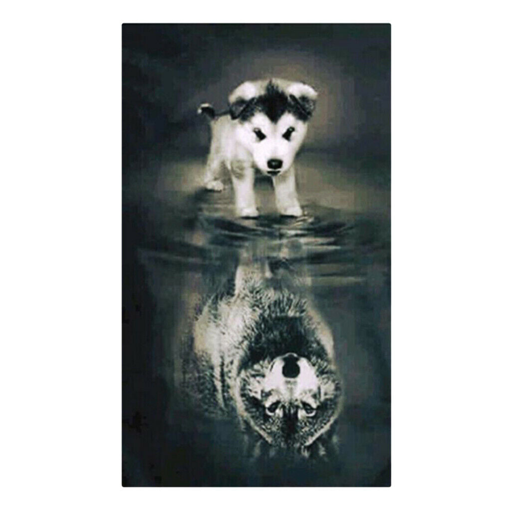 Prettyia Wolf Reflection 5D Diamond Painting Paint By Number Kits for Adults
