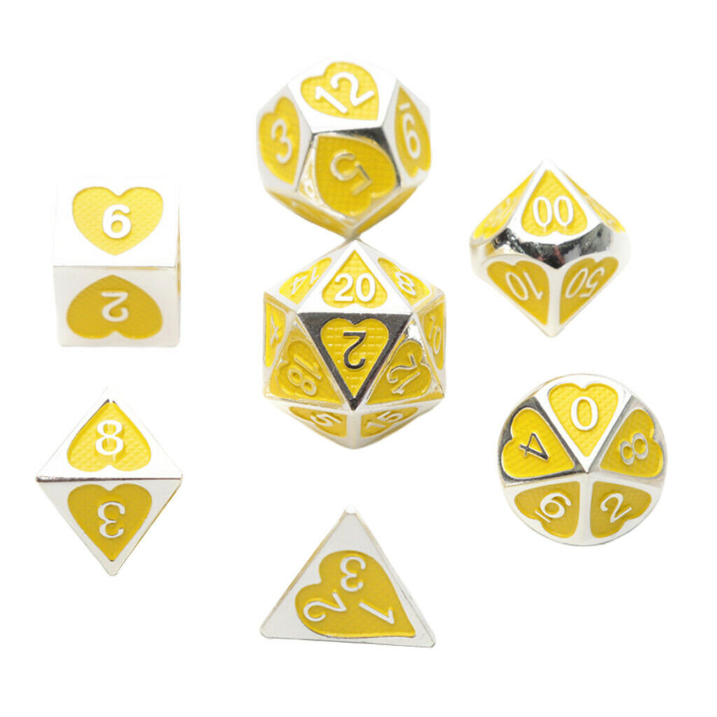 Set of 7 Heart Shape Multi Side Dice Set for MTG DND RPG Party Supplies A