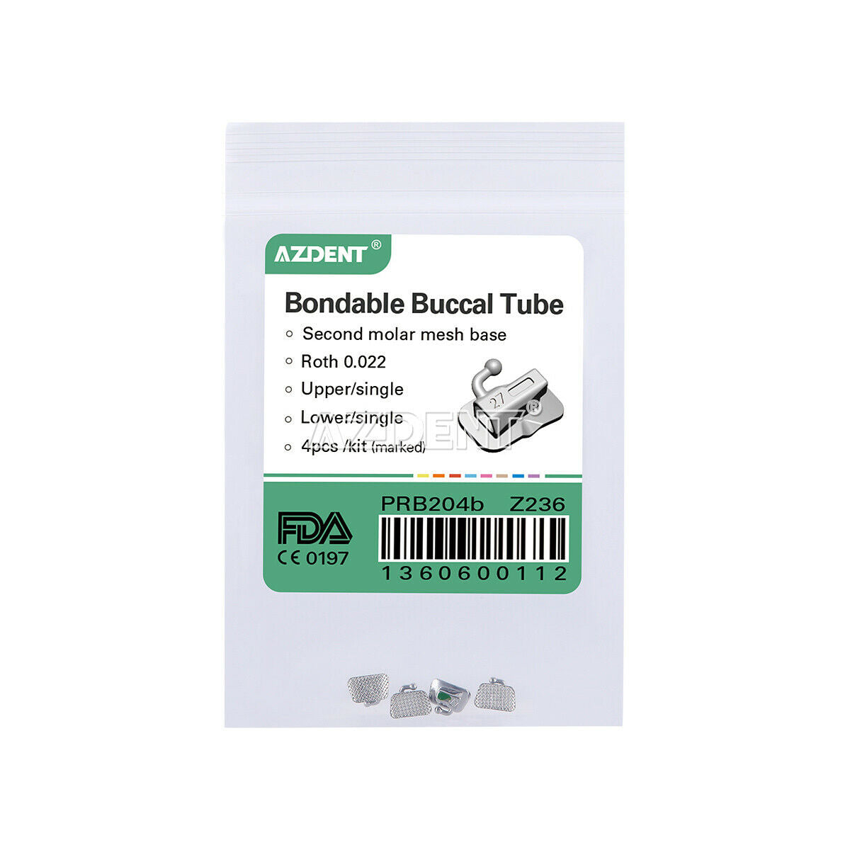 50 X Dental Ortho Buccal Tube Bondable 2nd Molar Roth 022 Non-convertible AZDENT