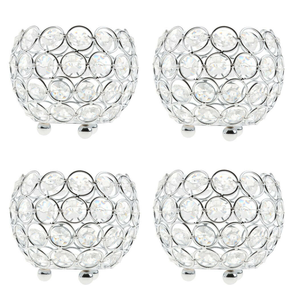 4pcs/set Candle Holder Crystal Ball Candlestick Holiday Party Coffee Cafe Table