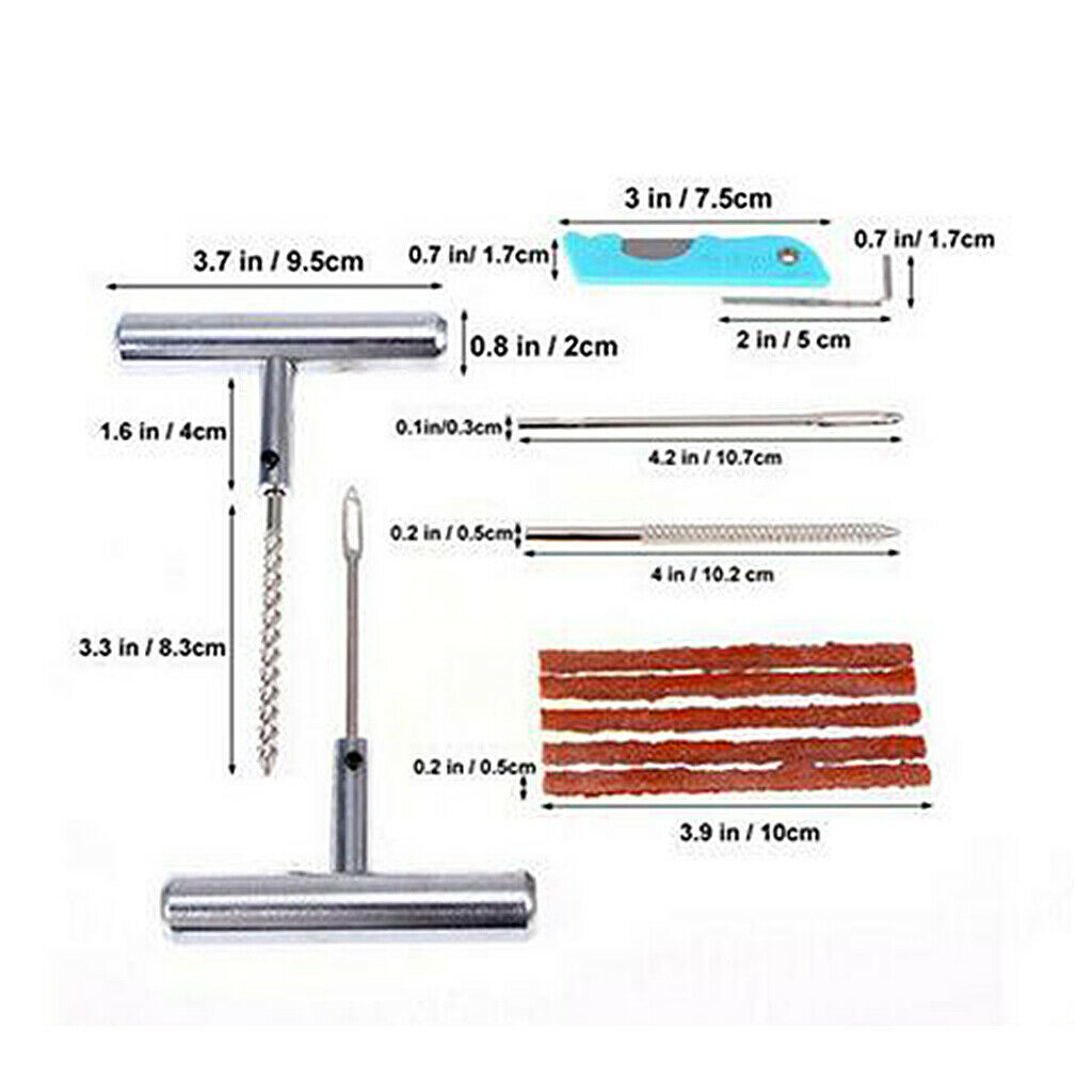 11PCS Auto Car Bike Tubeless Tire Repair Plugs Kit Rasp Needle Patch Fix Tool
