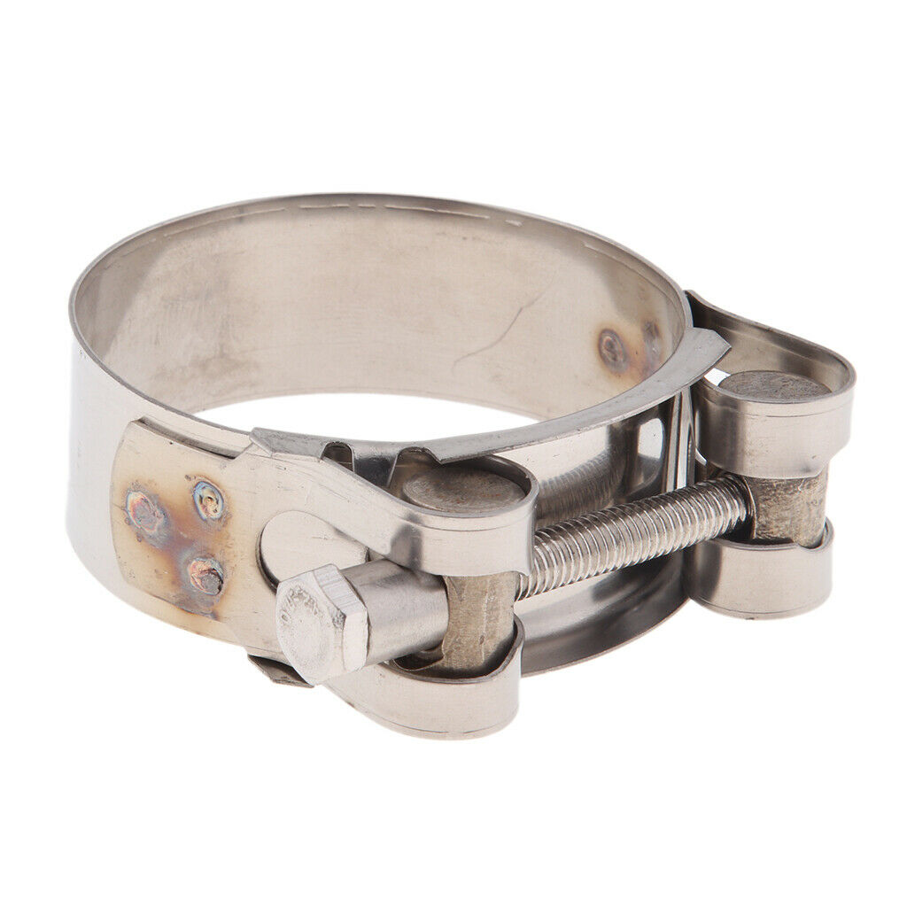 2pcs Motorbike Exhaust Clamp Clip SS Muffler Silencer Clamps 52-55mm 44-47