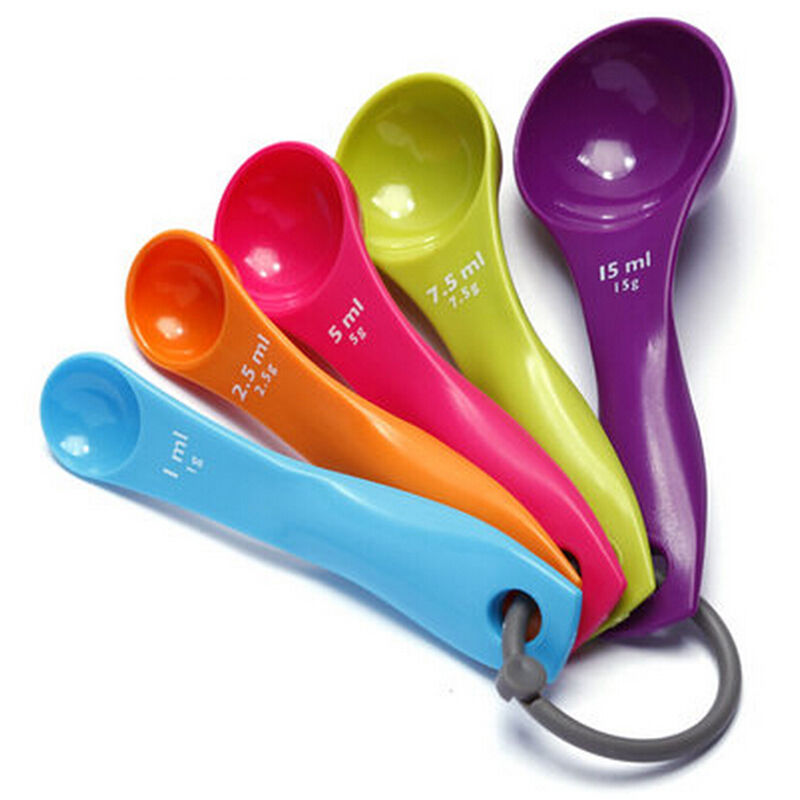 5 Colorful Measuring Baking Spoons Cups Kitchen Tools Teaspoons Utensil 1S.l8