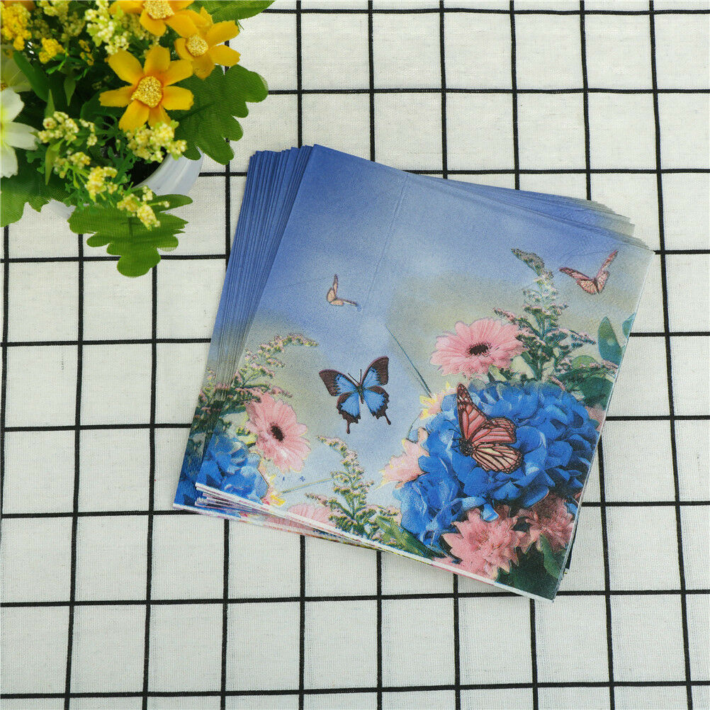 20X purple flower paper napkin butterfly festive & party supplies tissue dDEAU