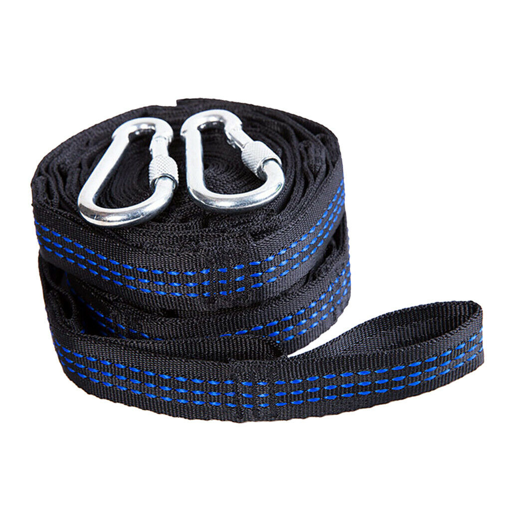 Hammock Hanging Belt Strap Tree Outdoor Straps Strong w/ Hool Camping Blue