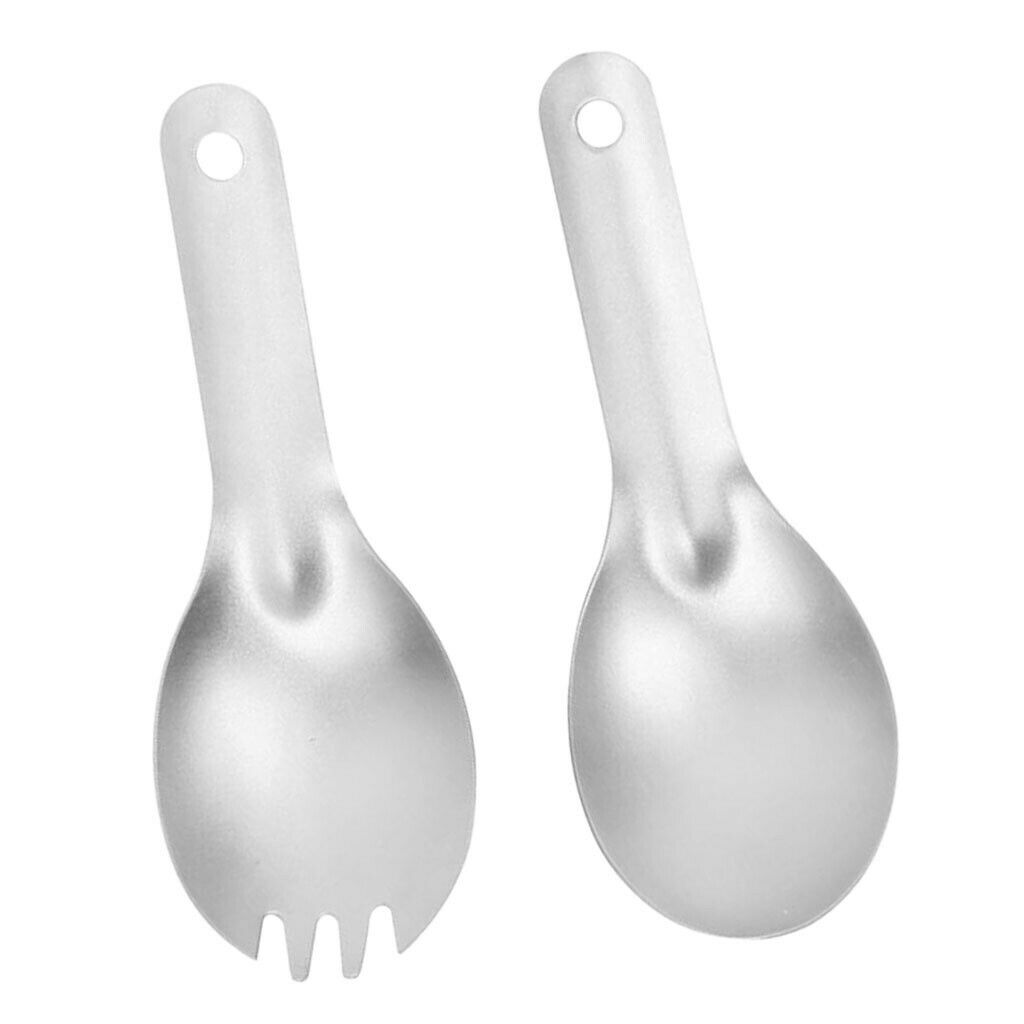 Folding Cutlery Flatware Titanium Spoons Sporks Outdoor Camping Cooking Spork