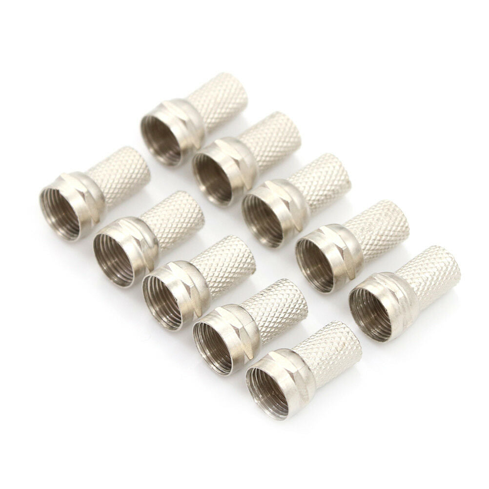 10 x F Connector Screw on type for RG6 Dual Shield TV Antenna Coax Cable FG