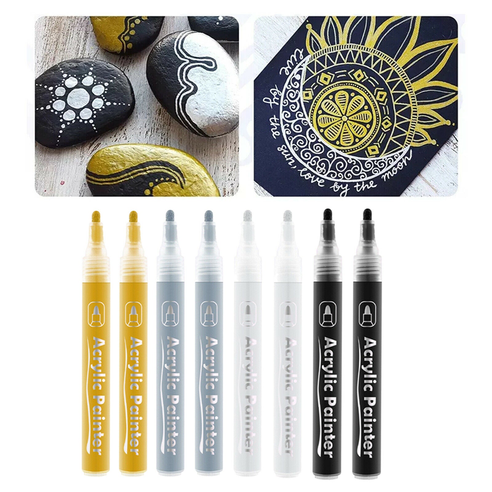 8x Metallic Marker Graffiti Writing Paint Pen for Wall DIY Card Making Craft