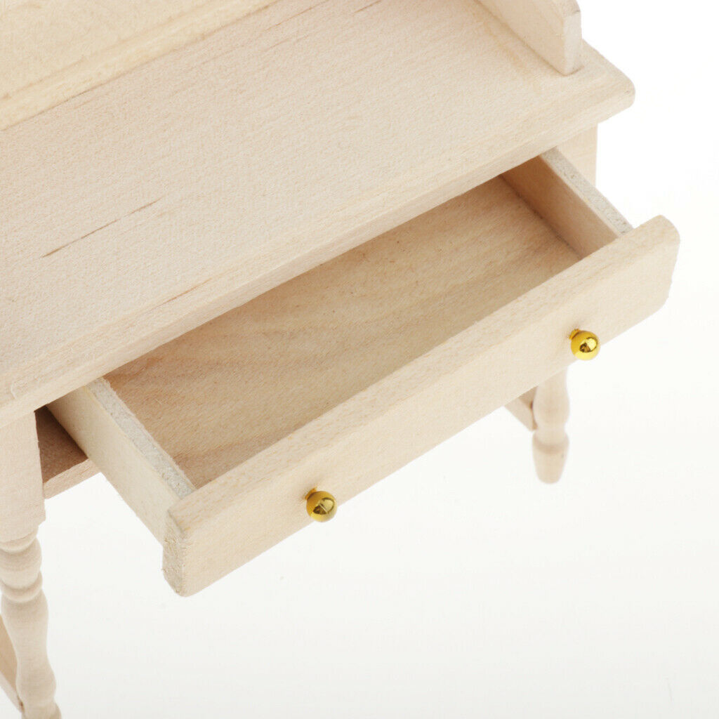 Set of 2 1:12 Wooden Desk Table Dressing Table for Bedroom Furniture Kits