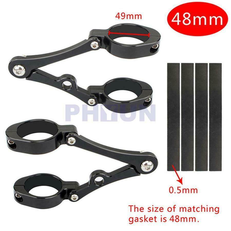 1 Pair 48mm Motorcycle Headlight Bracket with 4 Washers CNC Aluminum Oxidized
