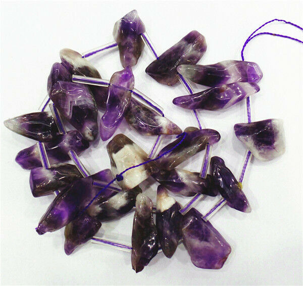 1Strand 34x13mm Natural Purple Amethyst Freeform Chips Gravel Stone Beads HH7252