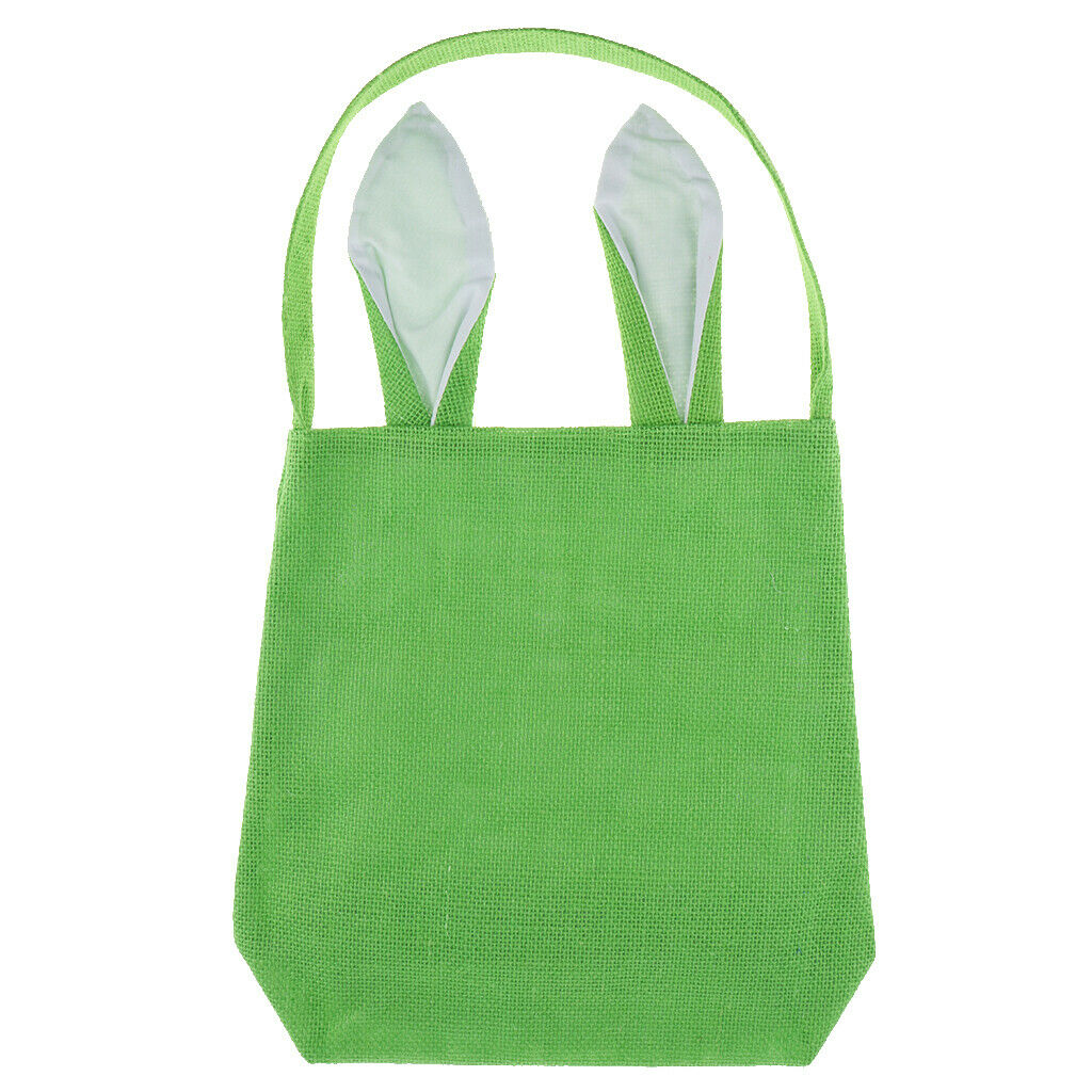 Bunny Ears Bag Jute Tote Hand Bag Carrying Eggs/Gifts for Easter/Party Green