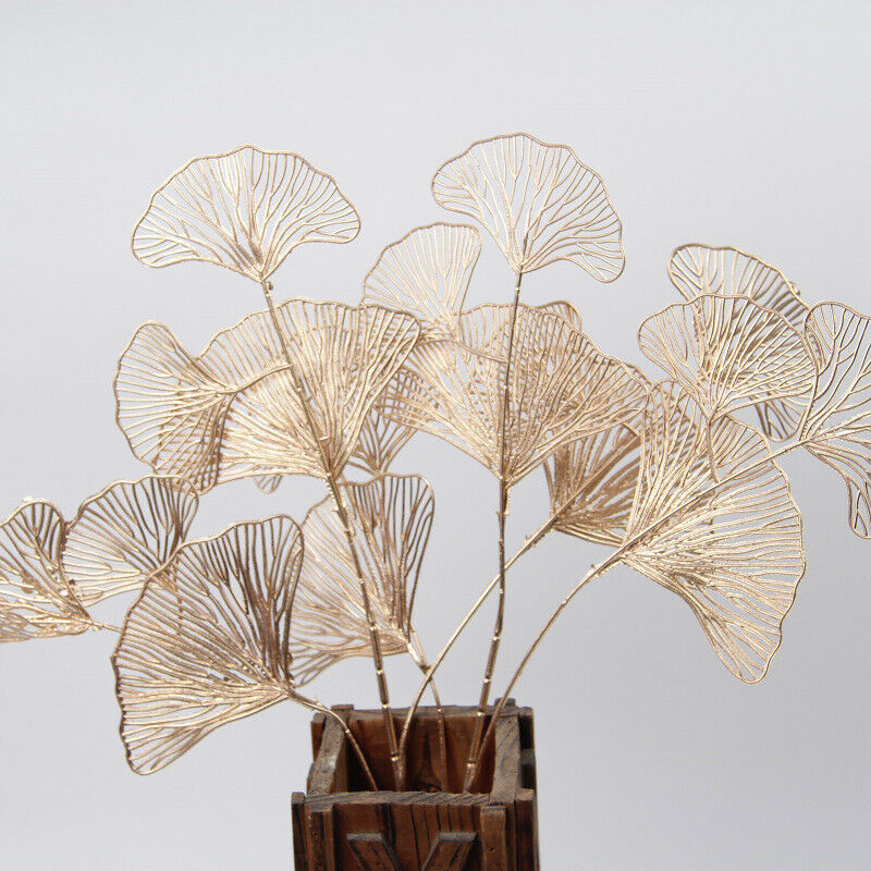 1PCS Golden decorative flower ginkgo leaf plastic leaf wood festival deco.l8