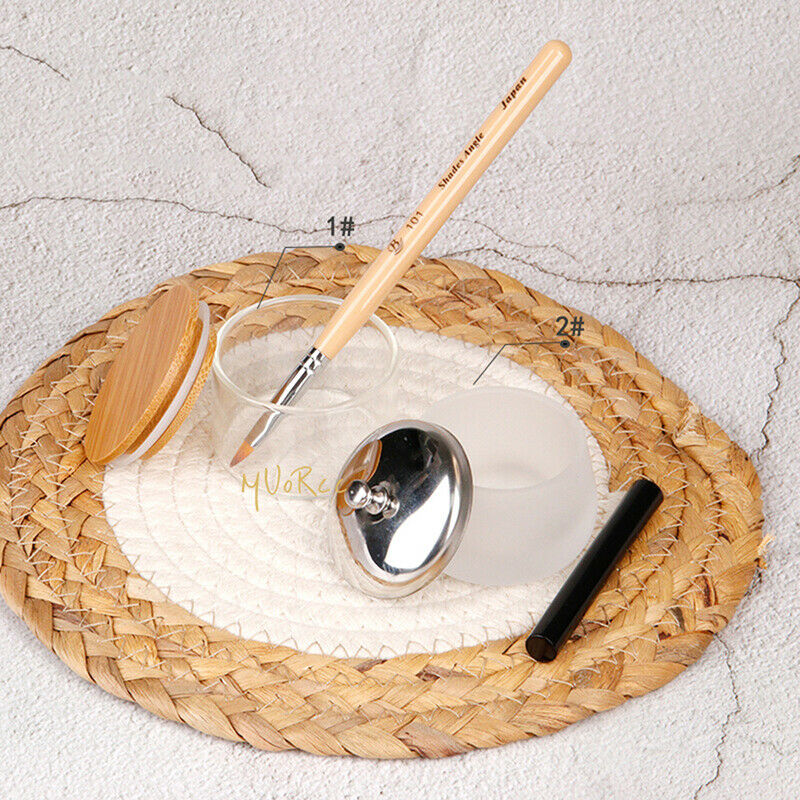 Wood Glass Dappen Dish Bowl Cup Liquid Container Holder Bottle DIY Nail Art T Tt