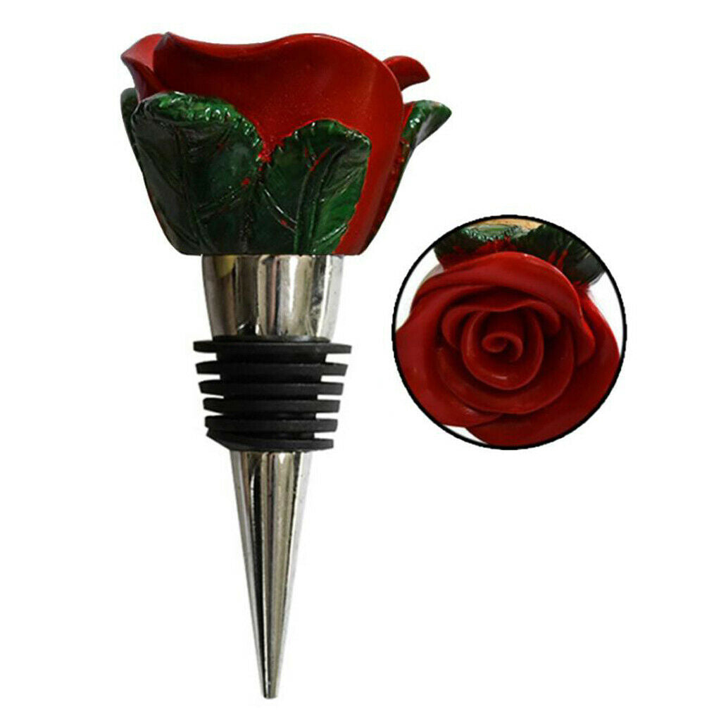 Flower Shaped Wine Bottle Stopper Sealer Cover   Bar Tool Red