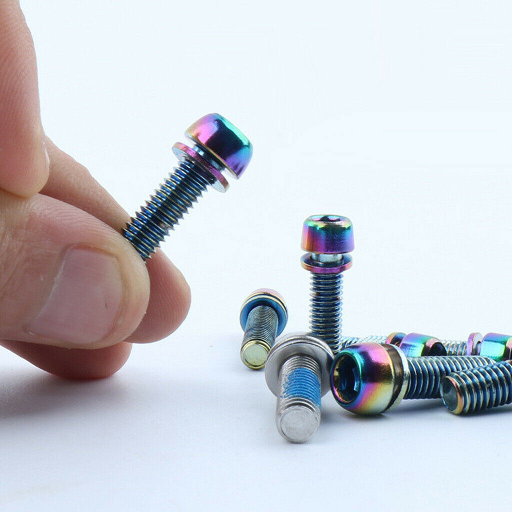6 Pieces Bicycle Stem Bolts Ultralight Road Mountain Bike Screw 25x5.88mm