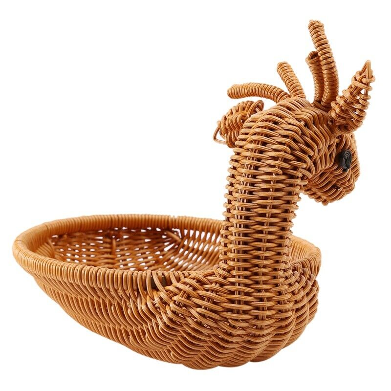Rattan Woven Fruit Basket, Imitation Deer Bread Basket Fruit Bowls Tray VegetaX4