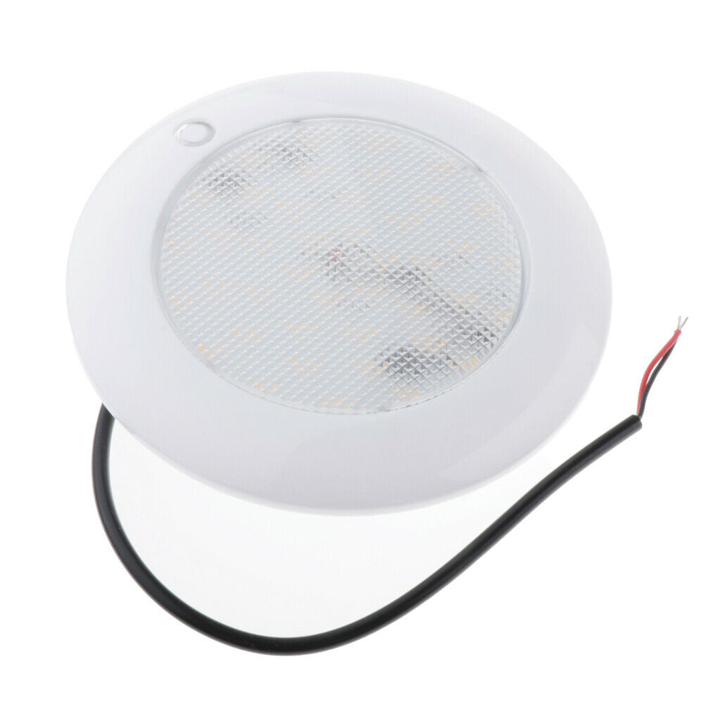 Waterproof RV Ceiling Roof Reading LED Light 10-30V 390LM 2900-3200K 4inch