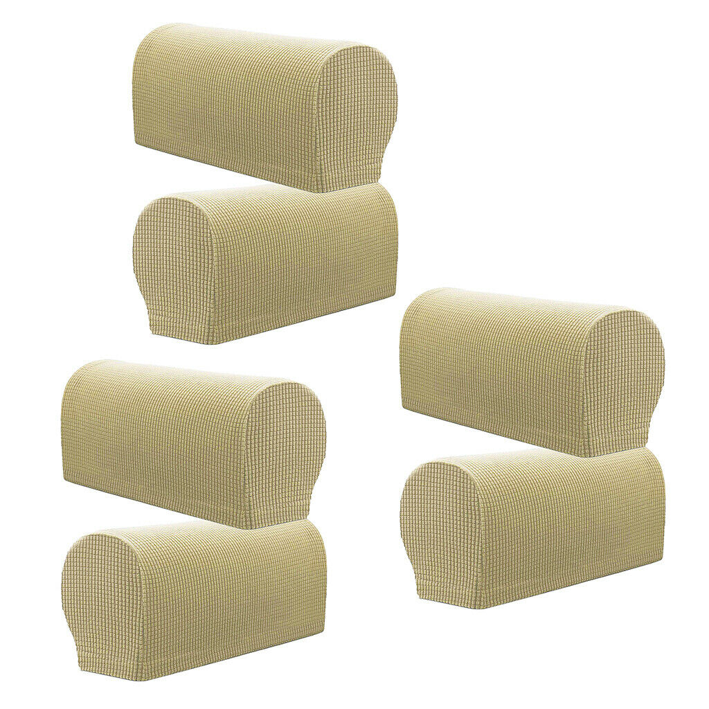 Set of 6 Flannel Furniture Sofa Armrest Covers Protectors Beige