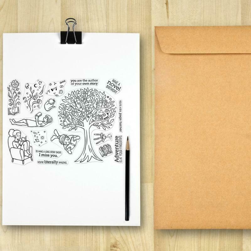 Reading Under The Tree Silicone Stamps Metal Cutting Dies Stencil Template Set