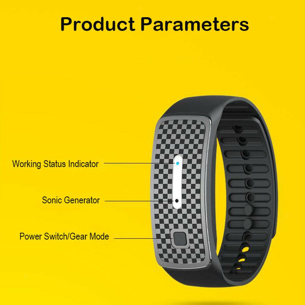 2x Ultrasonic Mosquito Repellent Bracelet Waterproof 150H Battery Life