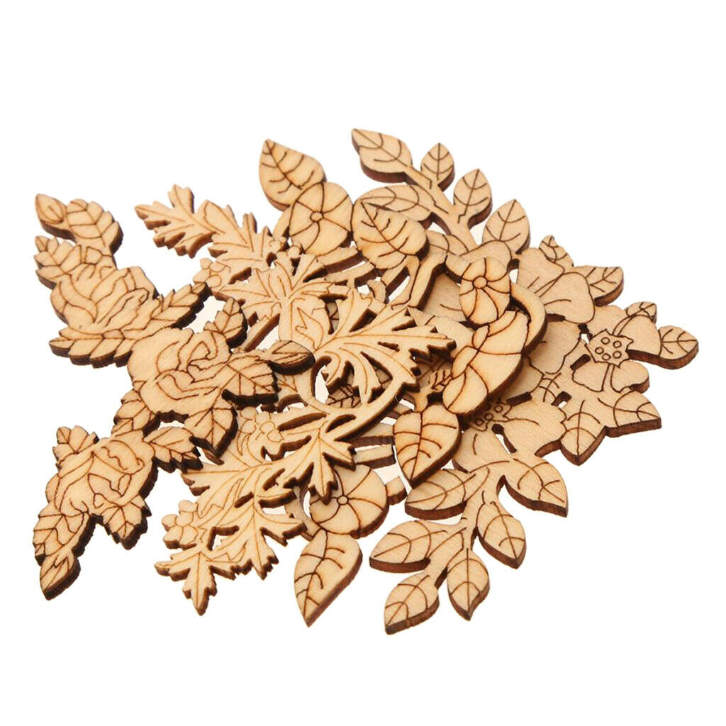 16x Unpainted Flowers Wooden Carved Corner Door Rose Decorative Onlay Applique