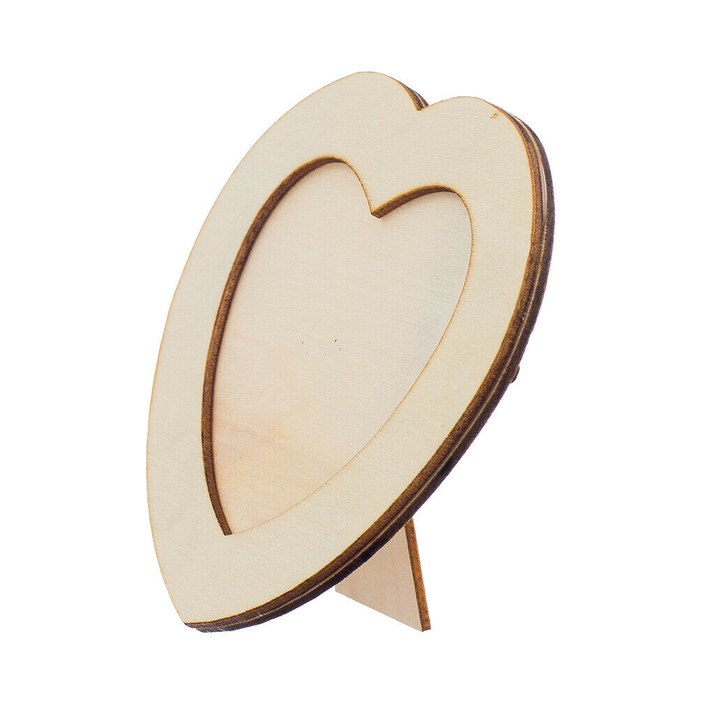 10Pcs Heart Shaped Wooden Photo Frame Holder Table Decor Picture Booth Children