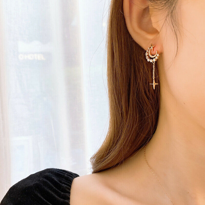 Fashion Star Moon Tassel Earrings For Women Creative Design Jewelry High Qual Pb