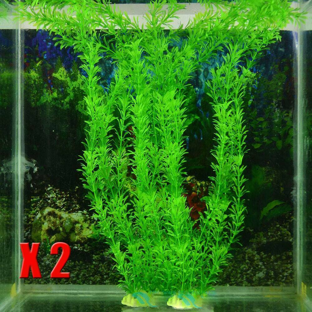 2x Fish Tank Plastic Decor Aquarium Green Plants Water Grass Ornament Plant Art