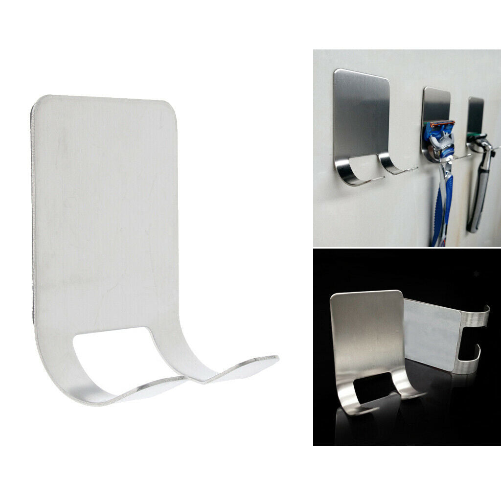 Stainless Steel  Holder Rack Adhesive Shaver Double Hook Hanger Stands