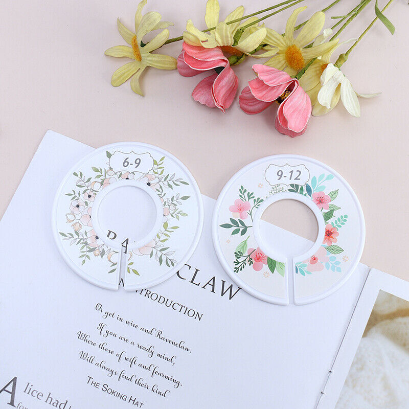 6Pcs Flower Round Child Clothes Size Dividers Plastic Ring Size Label Suppl l SJ