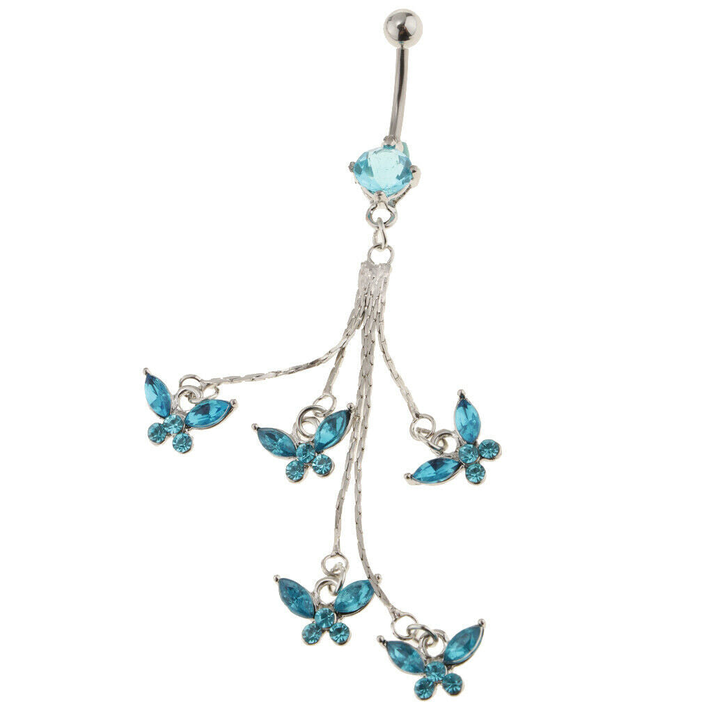 Crystal Tassels Butterflies Navel Rings  Jewelry Navel