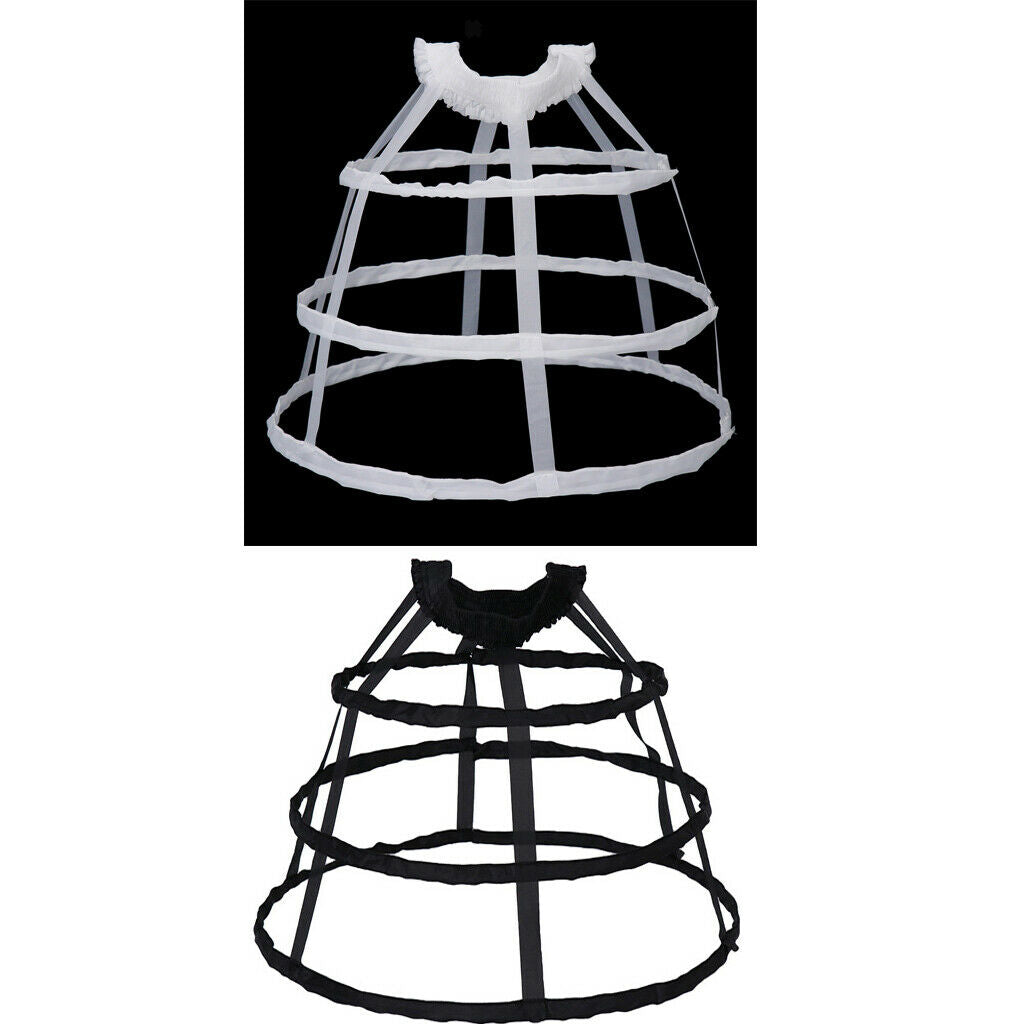 2pcs Retro White Black 3 Dress Hoop Ball Gown Bone Crinoline Petticoat for Women