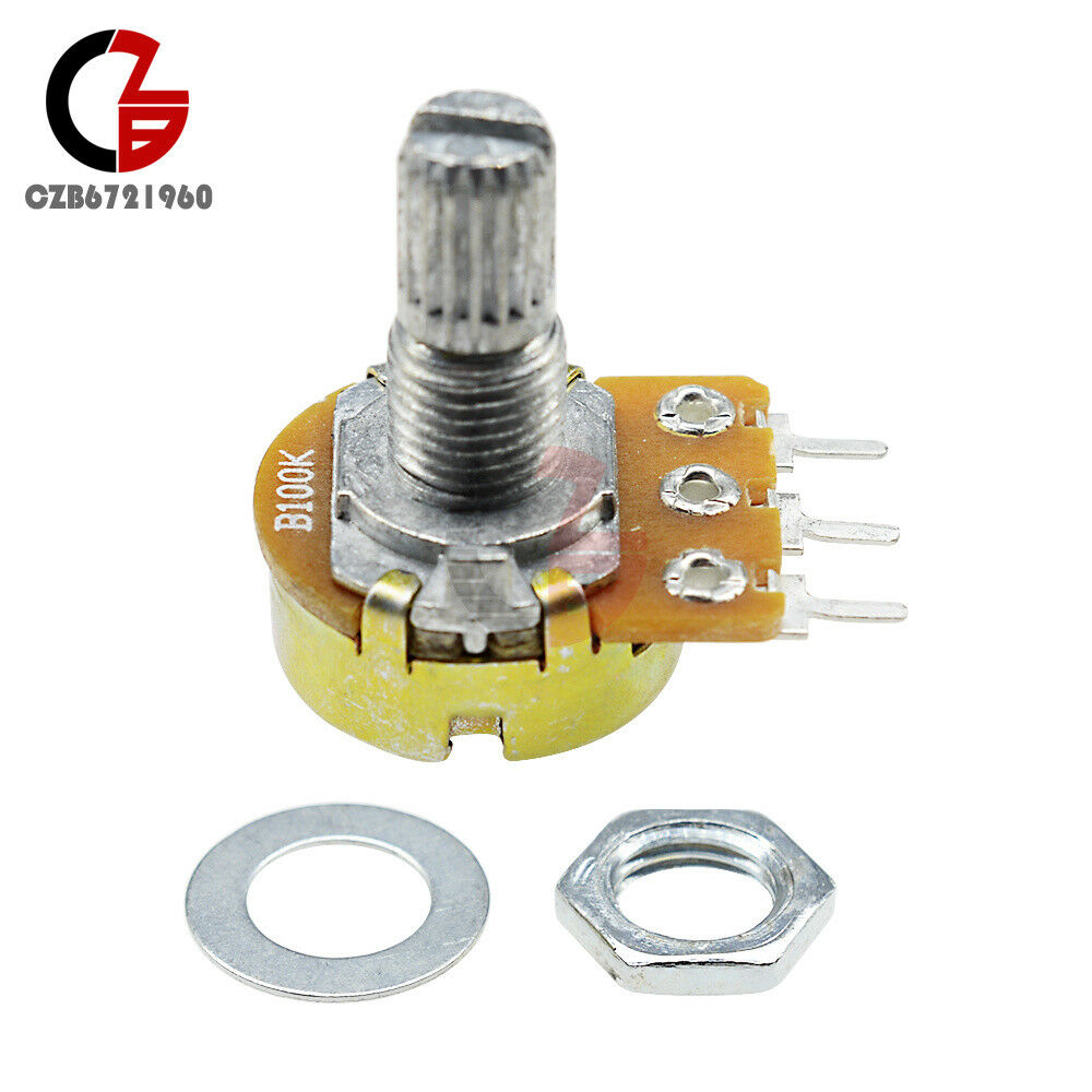 10PCS B100K OHM Linear Taper Rotary Potentiometer WH148 15MM Shaft 3 Pins