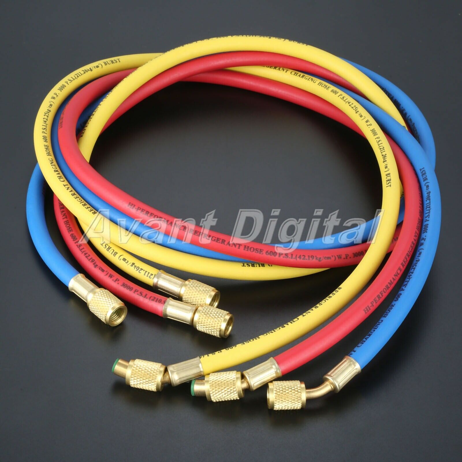 Car HVAC Manifold Gauge AC Refrigeration Test w/5ft Charging Hoses R134a R22