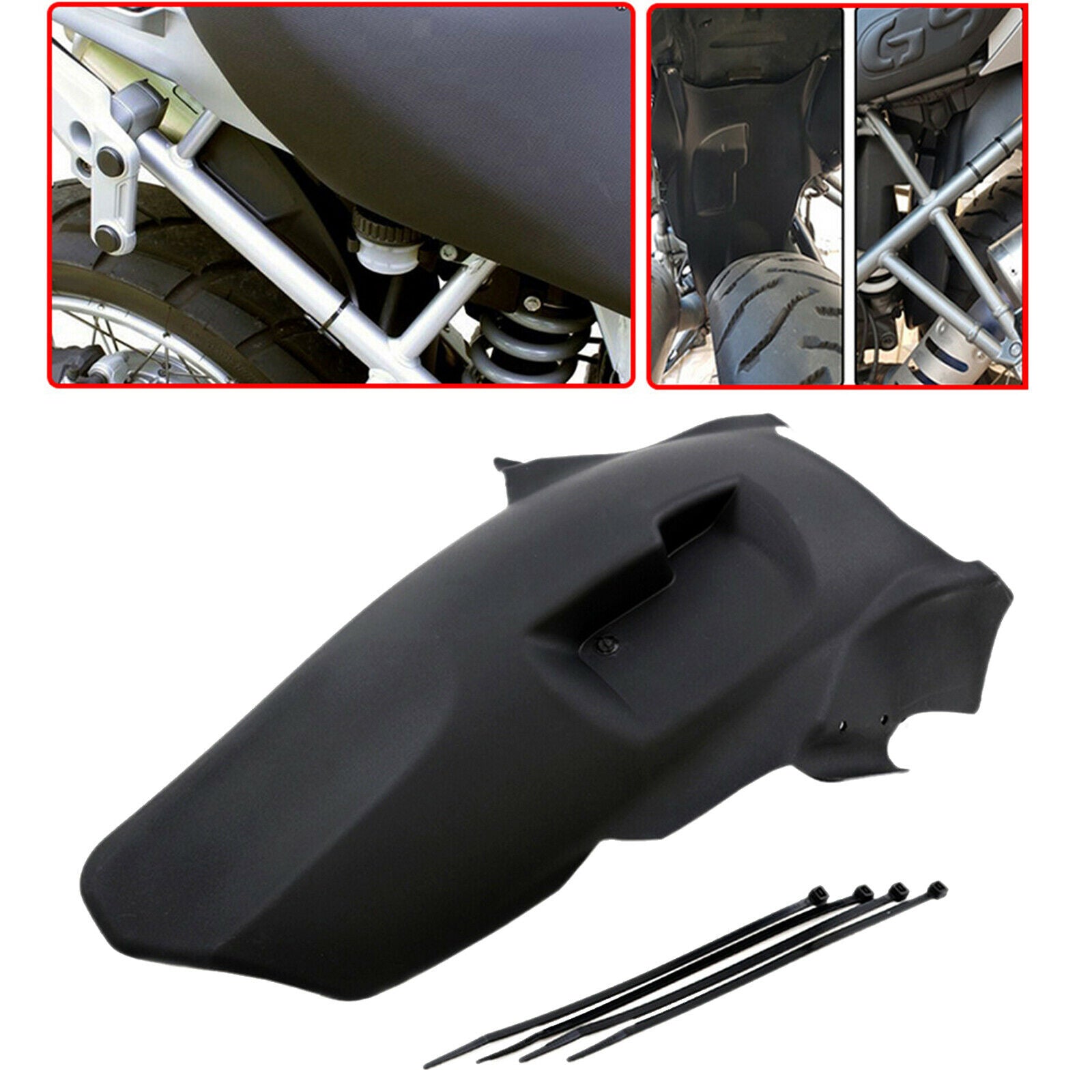 Black Pastic Motorcycle Rear Fender Mudguard Hugger for BMW R1200GS 08-12