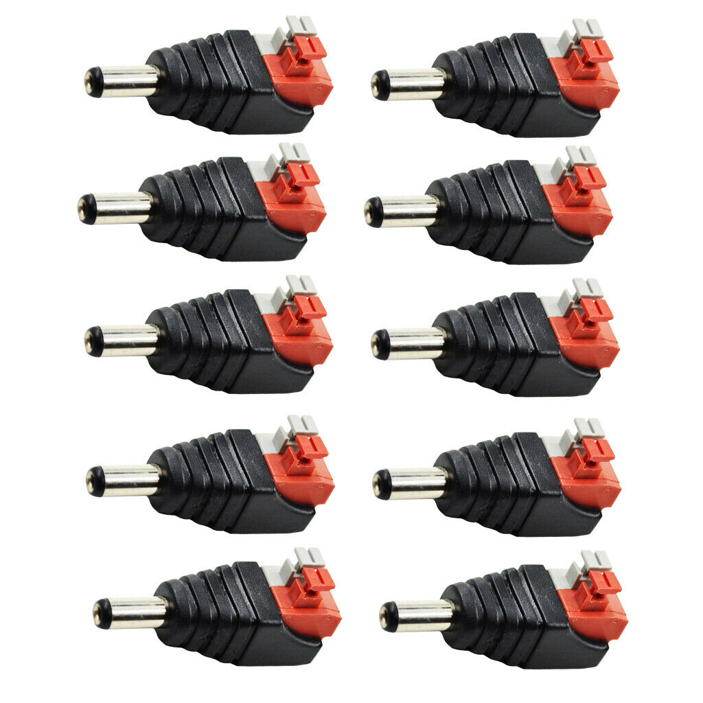10PCS DC Power Adapter Red Male Connector for Home Security Surveillance