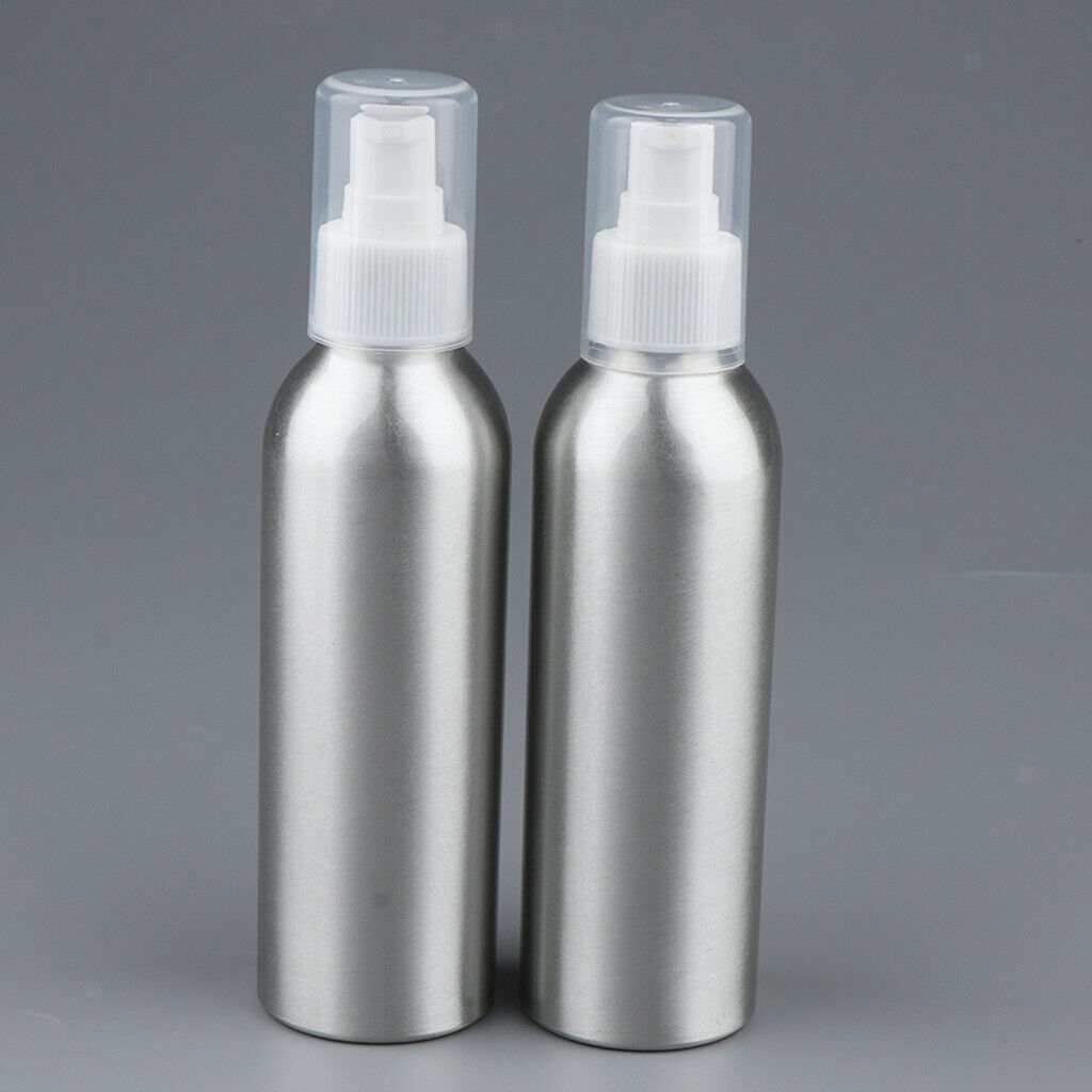 2Pieces Reusable Aluminum Empty Pump BottleS for Bathroom Travel hotel White