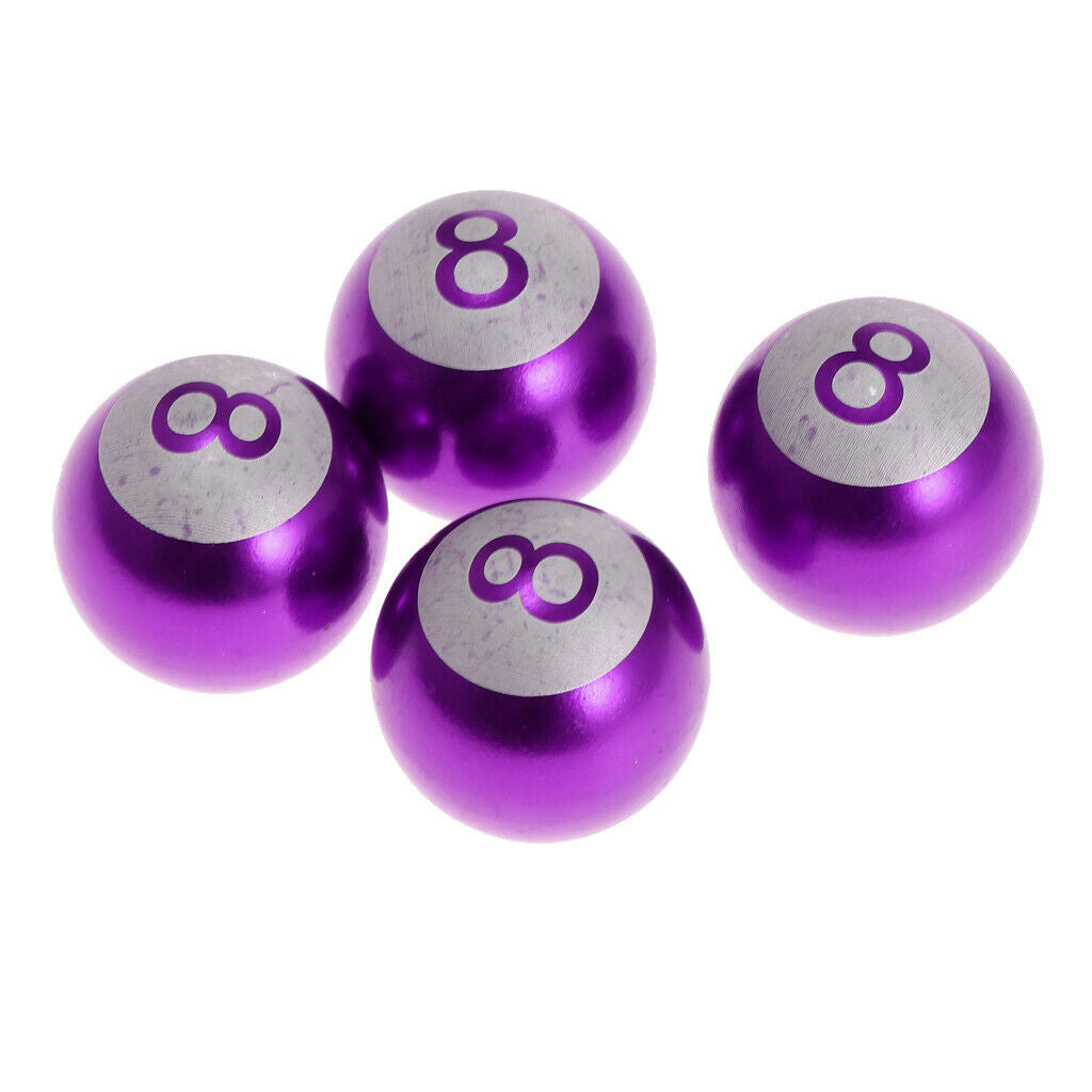 4 Pieces Purple Auto Cars Bicycle Motor Wheel Tire Valve Caps Accessories 8 Ball