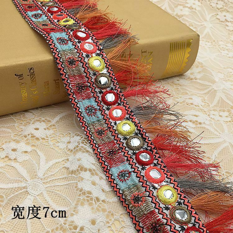 Ribbon  Fringe Tassel Ethnic Jacquard Trim Supplies Red DIY Craft 1 Yard