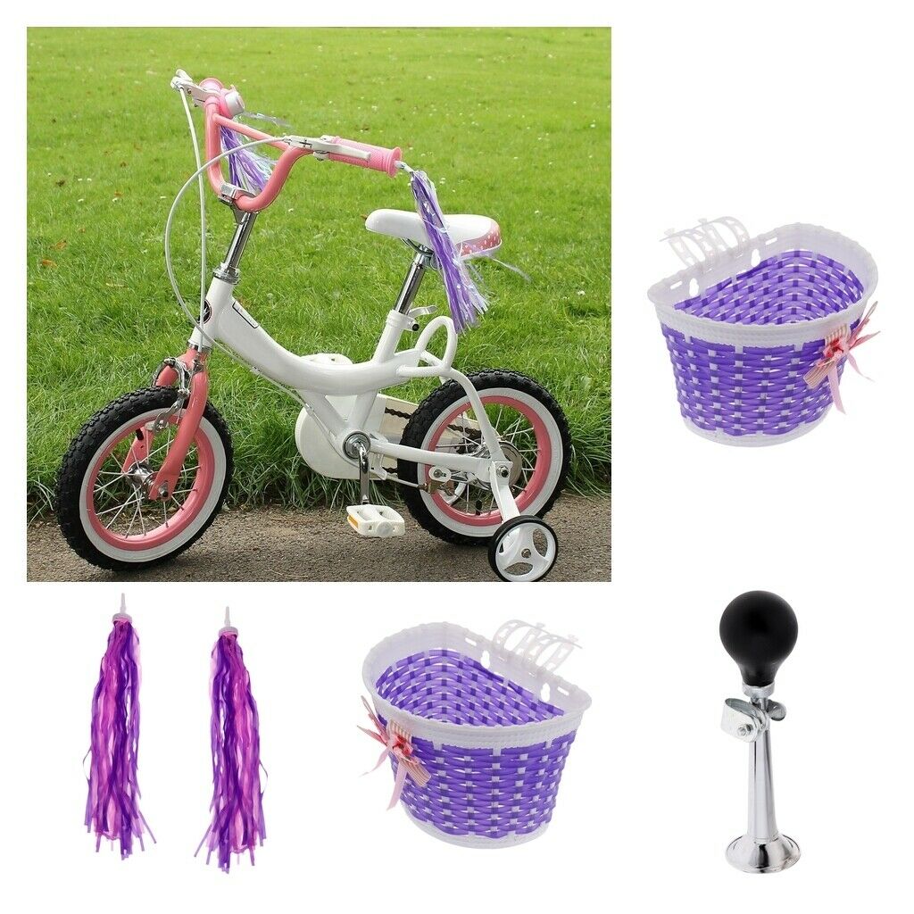 Kids Girls Bike Bicycle Streamers Tassels Handlebar Hooter Bell Basket
