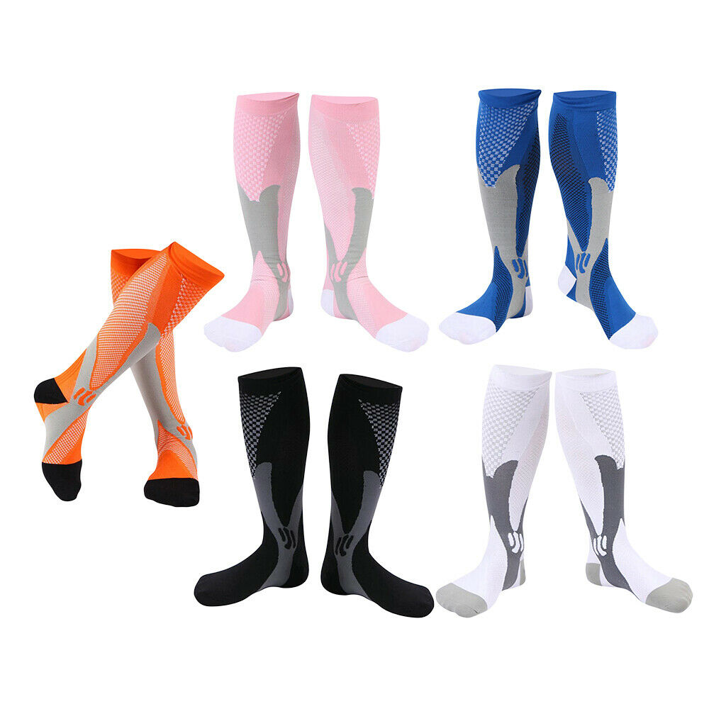 5Pairs Sports Compression Socks Anti Fatigue Anti Sweat Knee High Stockings