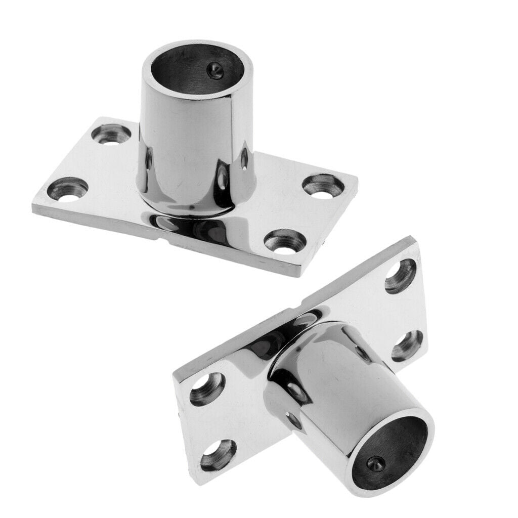 2x Boat Hand Rail Fitting 7/8"- 90 Degree Rectangular Base- Stainless Steel