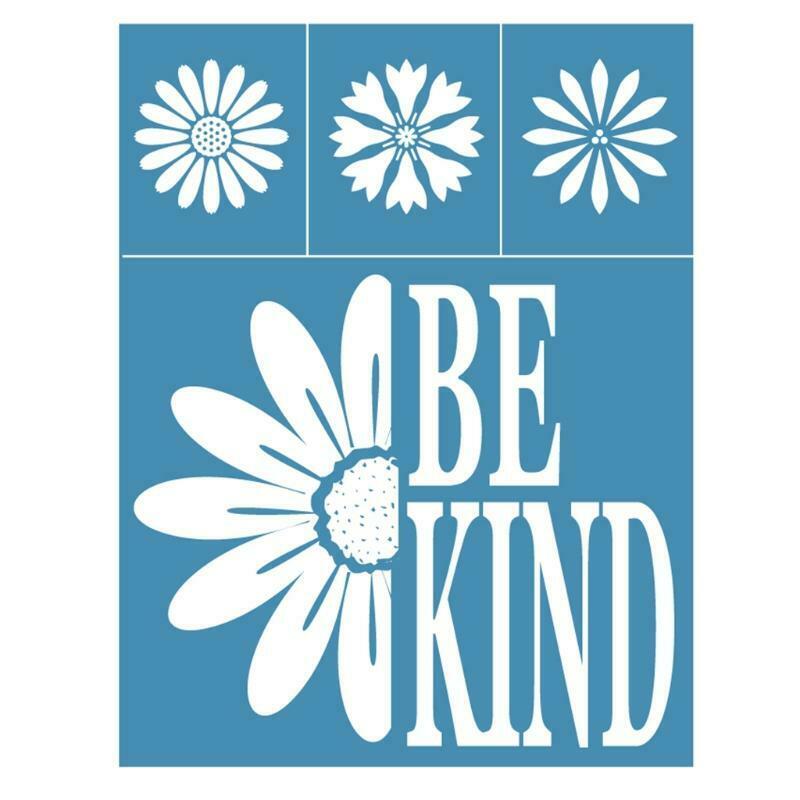 Be Kind Self-Adhesive Silk Screen Printing Stencil for Painting on Wood Decor